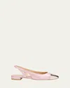 Stuart Weitzman Sleek Cap-toe Slingback Flats In Pink Marshmallow/cip