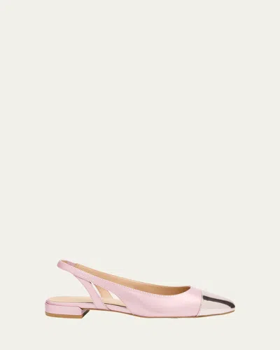 Stuart Weitzman Sleek Cap-toe Slingback Flats In Pink Marshmallow/cip