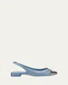 Stuart Weitzman Sleek Bow Slingback Flat In Blue