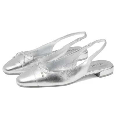 Stuart Weitzman Sleek Flats Women'sm Silver Bow Detail Slingback Htat1045 In Multi