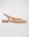 Stuart Weitzman Sleek Leather Slingback Ballerina Flats In Adobe