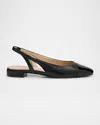 Stuart Weitzman Sleek Patent-leather And Leather Slingback Flats In Black