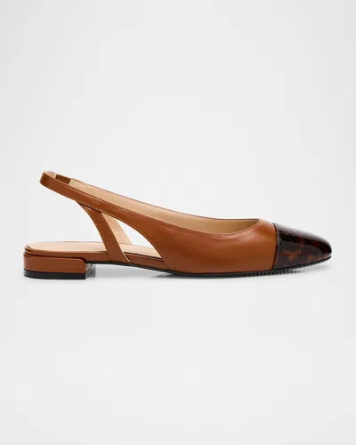 STUART WEITZMAN SLEEK LEATHER SLINGBACK BALLERINA FLATS