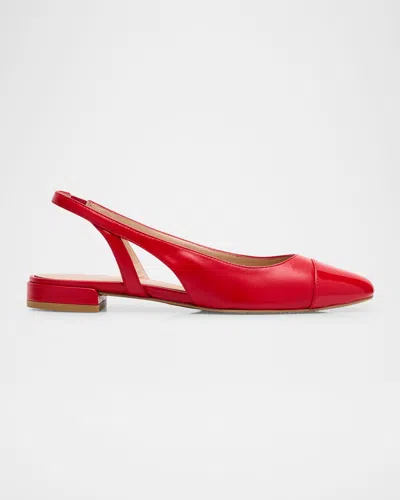 Stuart Weitzman Sleek Leather Slingback Ballerina Flats In Cherry
