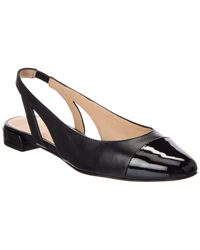Stuart Weitzman Sleek Leather Slingback Flat In Black