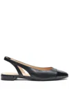 Stuart Weitzman Sleek Leather Slingback Ballerina Flats In Black