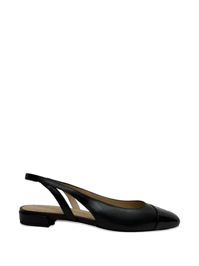 Pre-owned Stuart Weitzman Sleek Slingback Ballet Flats In Black