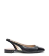 Stuart Weitzman Sleek Patent-leather And Leather Slingback Flats In Black