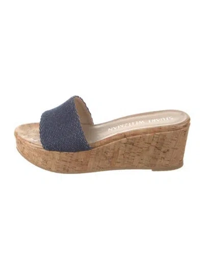 Pre-owned Stuart Weitzman Slides In Blue