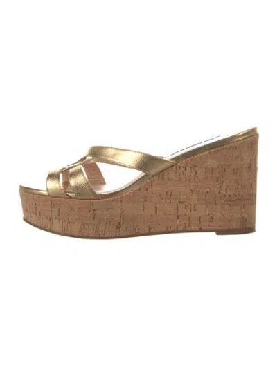 Pre-owned Stuart Weitzman Slides In Gold