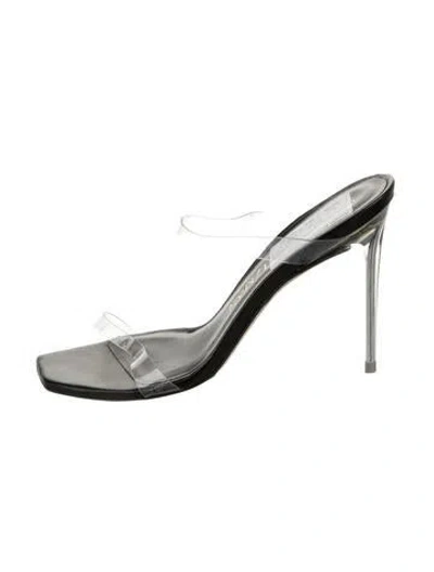 Pre-owned Stuart Weitzman Slides In Silver