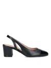 Stuart Weitzman 'sleek' Black Slingback Pumps With Block Heel In Black