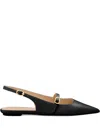 Stuart Weitzman Emilia Patent Mary Jane Slingback Ballerina Flats In Black