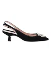 Stuart Weitzman Slingback Kitten Heel Pumps In Black Suede In Black