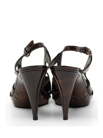 Pre-owned Stuart Weitzman Slingback Leather Heeled Sandals In Brown