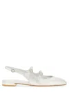 Stuart Weitzman Benni Metallic Mary Jane Ballerina Flats In Silver