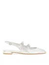 Stuart Weitzman Benni Metallic Mary Jane Ballerina Flats In Silver
