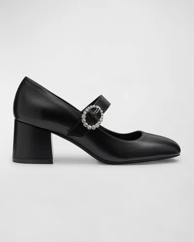 Stuart Weitzman Sloane Calfskin Mary Jane Pumps In Black