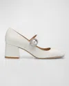 Stuart Weitzman Sloane Calfskin Mary Jane Pumps In White
