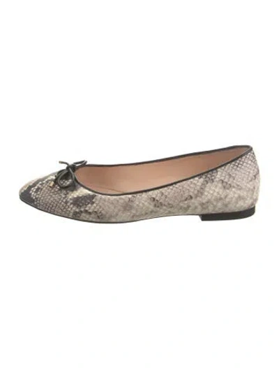 Pre-owned Stuart Weitzman Snakeskin Animal Print Ballet Flats In Neutral