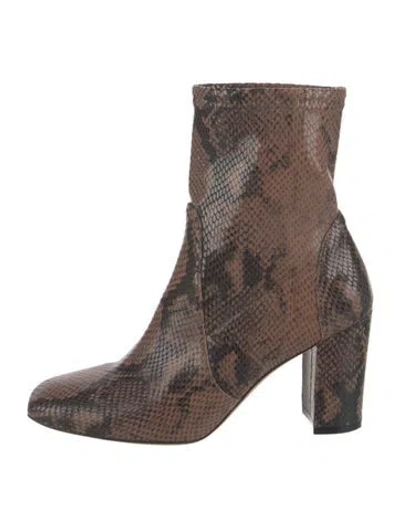 Pre-owned Stuart Weitzman Snakeskin Animal Print Boots In Brown