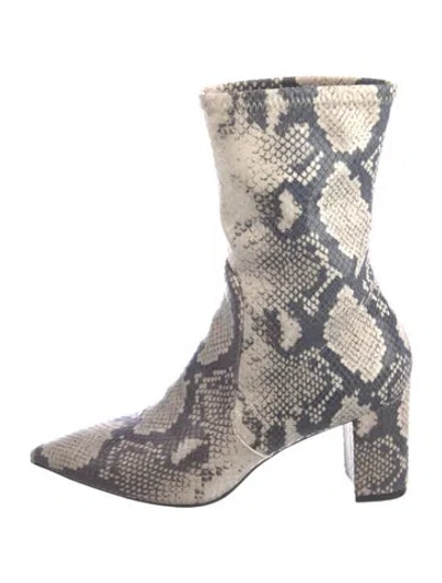 Pre-owned Stuart Weitzman Snakeskin Animal Print Boots In Neutral
