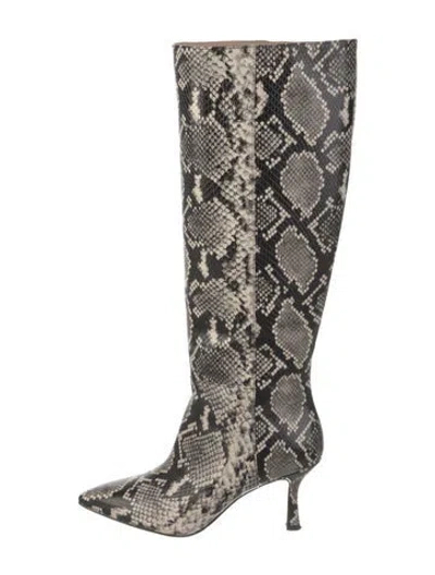 Pre-owned Stuart Weitzman Snakeskin Animal Print Boots In Neutral