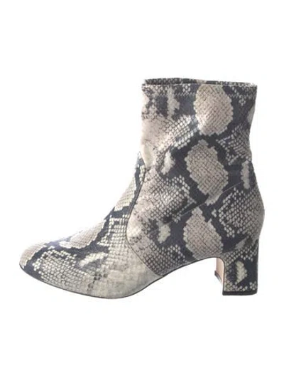 Pre-owned Stuart Weitzman Snakeskin Animal Print Combat Boots In Neutral