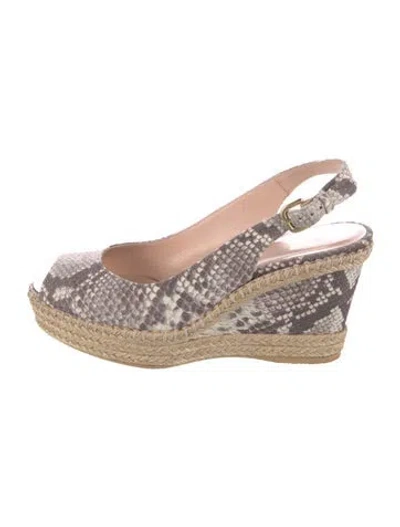 Pre-owned Stuart Weitzman Snakeskin Animal Print Espadrilles In Neutral
