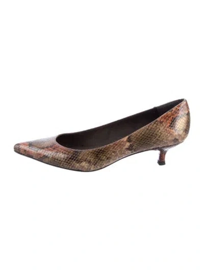 Pre-owned Stuart Weitzman Snakeskin Animal Print Pumps In Brown