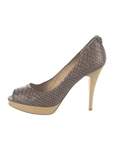 Pre-owned Stuart Weitzman Snakeskin Animal Print Pumps In Gray