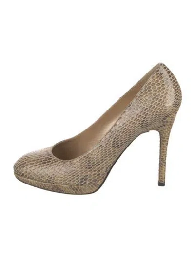Pre-owned Stuart Weitzman Snakeskin Animal Print Pumps In Neutral