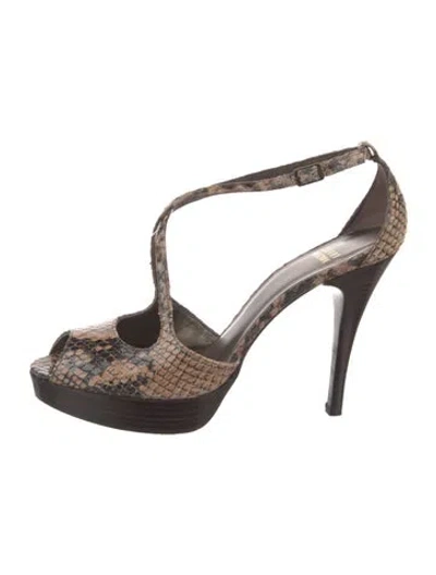 Pre-owned Stuart Weitzman Snakeskin Animal Print Pumps In Neutral