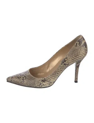 Pre-owned Stuart Weitzman Snakeskin Animal Print Pumps In Neutral