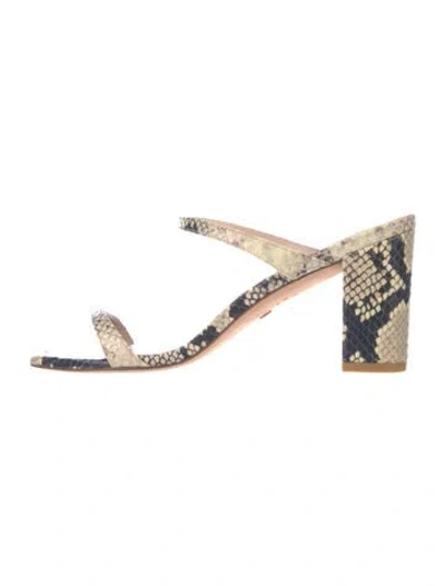 Pre-owned Stuart Weitzman Snakeskin Animal Print Slides In Multi