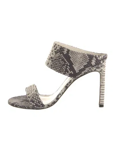 Pre-owned Stuart Weitzman Snakeskin Animal Print Slides In Neutral