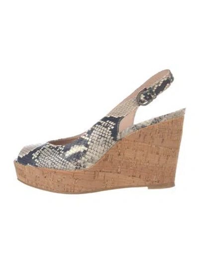 Pre-owned Stuart Weitzman Snakeskin Animal Print Slingback Pumps In Neutral