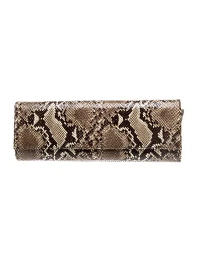Pre-owned Stuart Weitzman Snakeskin Clutch In Neutral
