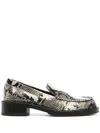 Stuart Weitzman Snakeskin-effect Leather Loafers In Grey