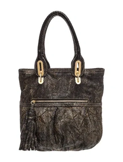 Pre-owned Stuart Weitzman Snakeskin Shoulder Bag In Black