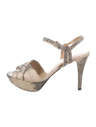 Pre-owned Stuart Weitzman Snakeskin Slingback Pumps In Neutral