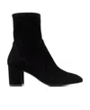 Stuart Weitzman Yuliana 60 Suede Leather Ankle Boot In Black