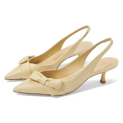 Stuart Weitzman Sofia 50 Pump Women's Wheat Kitten Heel Slingback Htat1046 In Nude