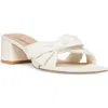 Stuart Weitzman Sofia Lambskin Bow Mule Sandals In White