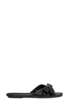 Stuart Weitzman Cece Twisted Leather Ring Slide Sandals In Black Leather