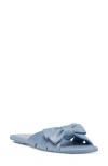 Stuart Weitzman Sofia Metallic Denim Bow Slide Sandals In Blue Silver