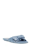 Stuart Weitzman Sofia Metallic Denim Bow Slide Sandals In Silver Blue