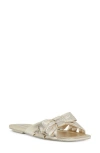 Stuart Weitzman Sofia Bow Slide Sandal In Light Gold