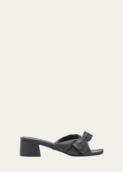 STUART WEITZMAN SOFIA LAMBSKIN BOW MULE SANDALS