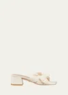 Stuart Weitzman Sofia Lambskin Bow Mule Sandals In Seashell